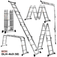 Драбина алюмінієва "DETEX DLH-4s3 (12)" шарнірна 4-секційна (трансформер)