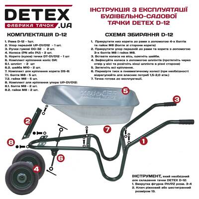Тачка будівельно-садова одноколісна «DETEX» D-1